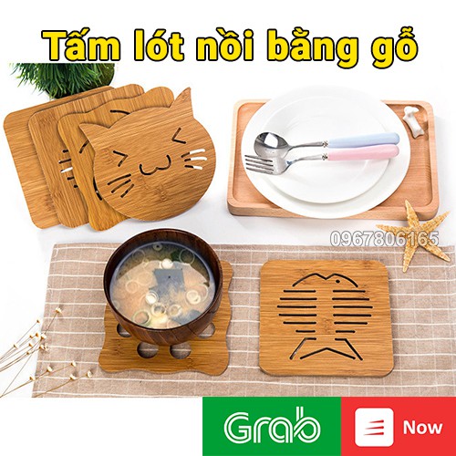 Miếng lót nồi bằng gỗ tre chịu nhiệt tốt - Tấm lót nồi gỗ nhiều hình ngộ nghĩnh