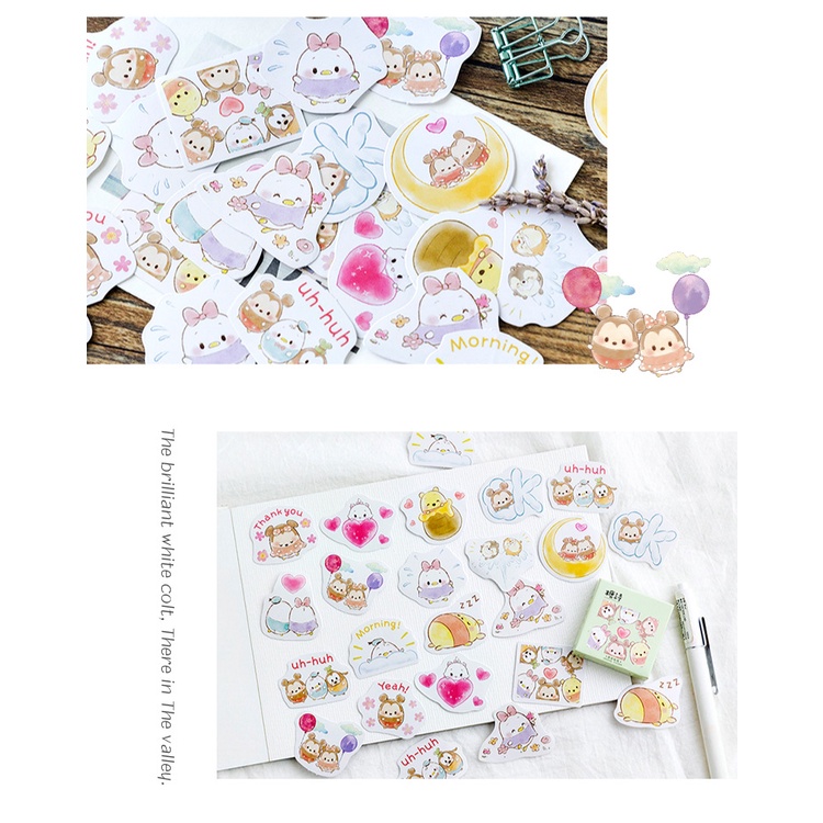 Sticker chủ đề Tsum Tsum - Hộp 45 miếng dán trang trí sổ tay Bullet Journal - M129