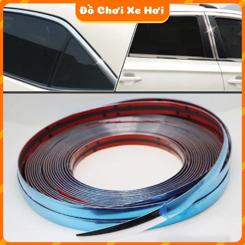 Cuộn 13M Nẹp Viền Trang Trí Chân Kính Ô Tô Mạ Crom Bản 1cm - 2cm - 3cm nẹp viền kính ,nẹp cửa xe , nẹp badsok