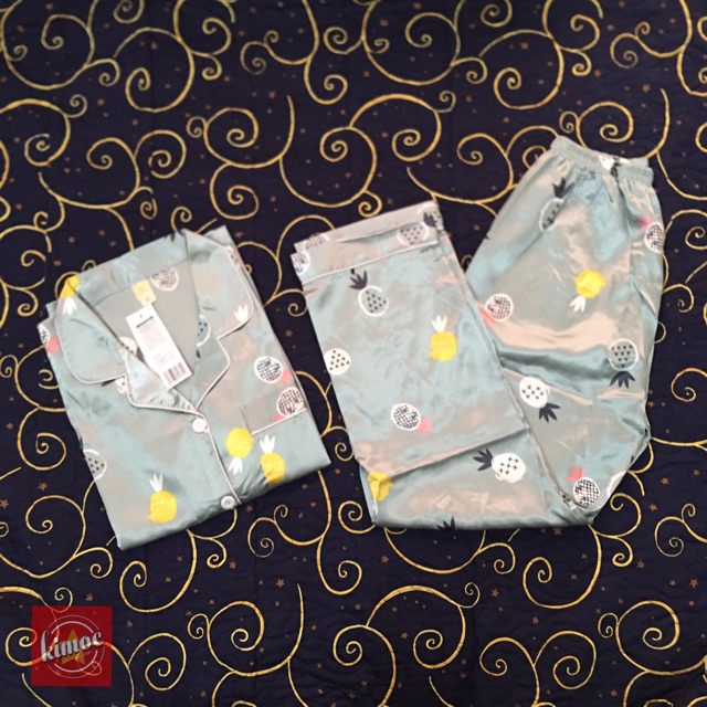 Bộ đồ ngủ pijama cộc tay quần dài cổ bèo chất phi lụa | BigBuy360 - bigbuy360.vn