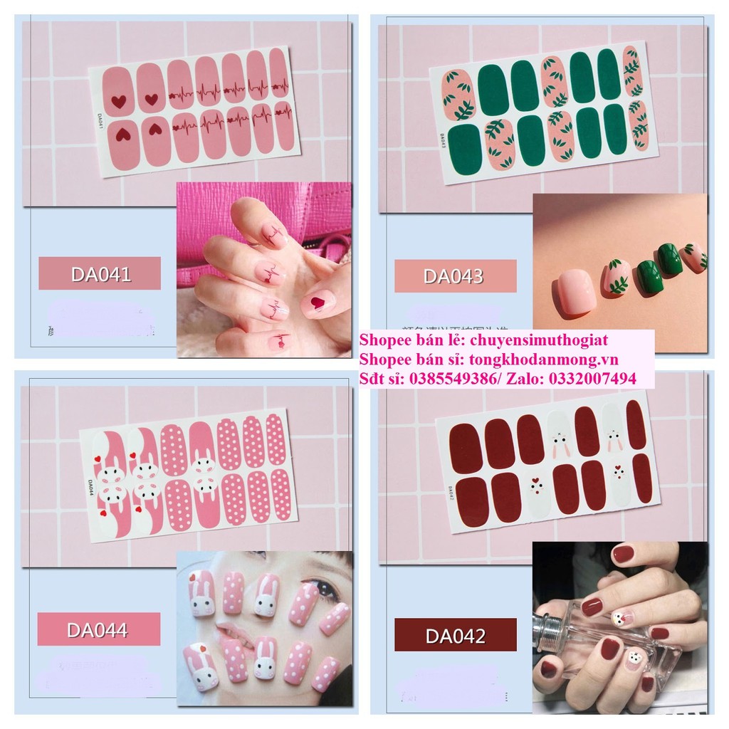 Sỉ DA41-DA60 Dán móng tay Bộ 14 nhãn Nail Sticker