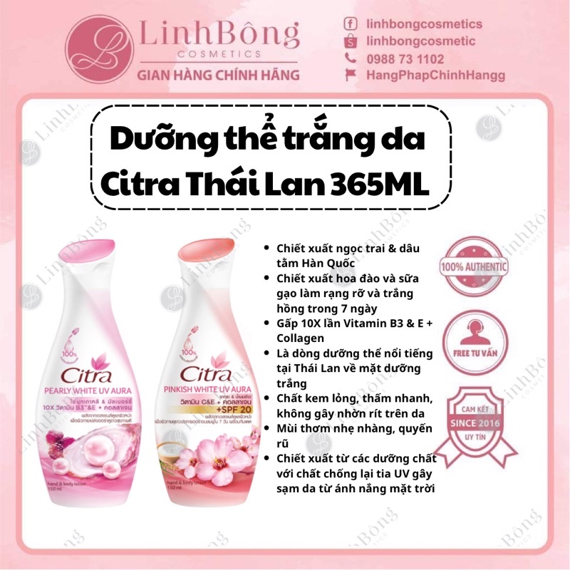 DƯỠNG THỂ CITRA LÀM TRẮNG MỊN DA 365ML (NỘI ĐỊA THÁI)