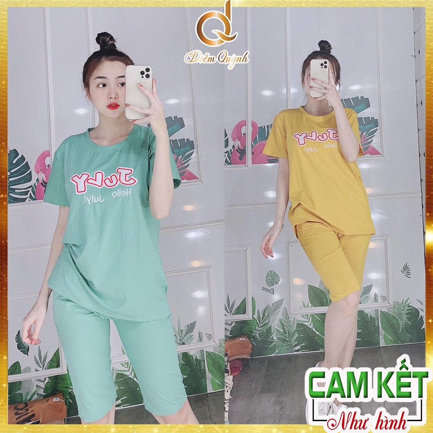 Đồ Bộ Nữ Mặc Nhà In Gấu Đẹp Thun Cotton Nữ Mặc Ngủ Ở Nhà Dễ Thương Quần Lửng Cute ...