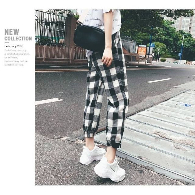 Quần Jogger Harem nữ sọc caro thời trang nữ năng động.