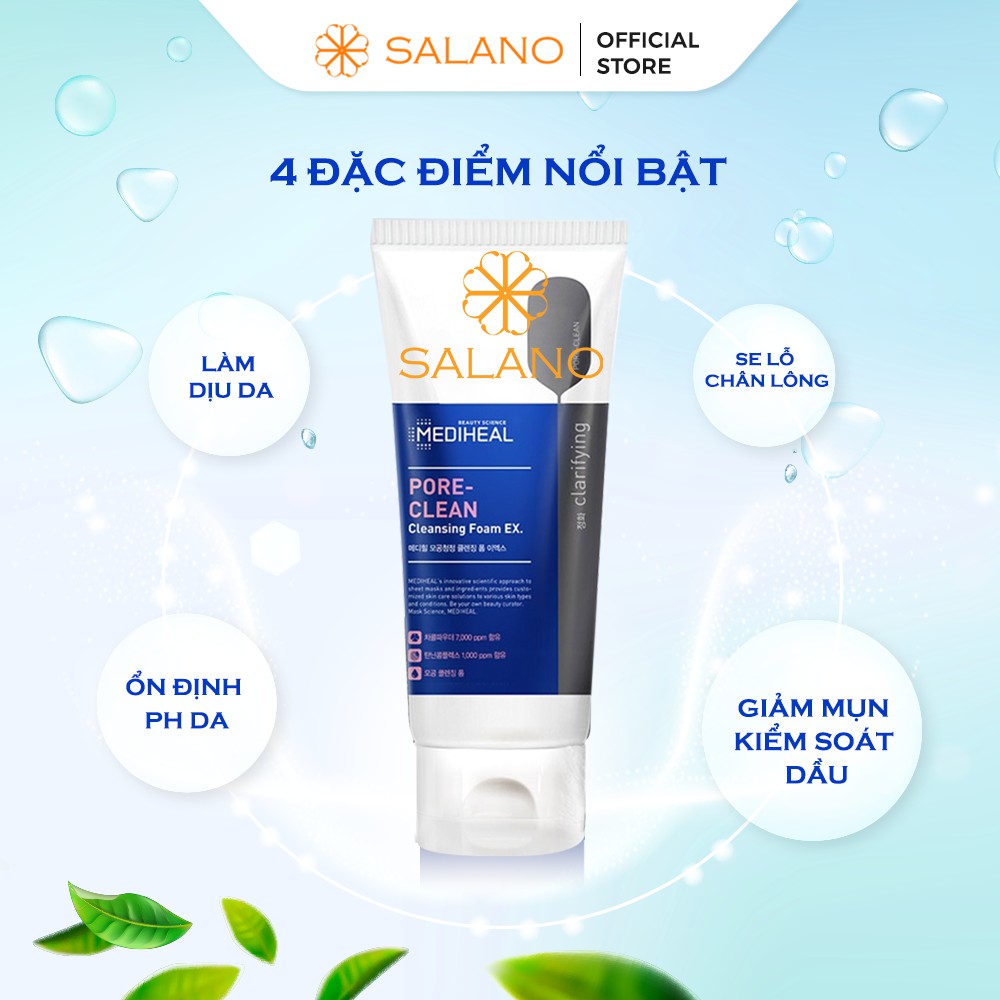 Sữa rửa mặt cho da mụn nhạy cảm than hoạt tính cấp ẩm dịu nhẹ tạo bọt MEDIHEAL SALANO RMSLN25 170ml | BigBuy360 - bigbuy360.vn