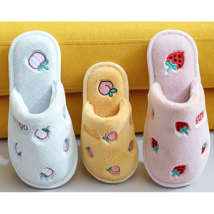 Set hai dép lông đi trong nhà thu đông quà tân hôn quà đôi tân gia chất nhung mịn hàn quốc cho cả gia đình