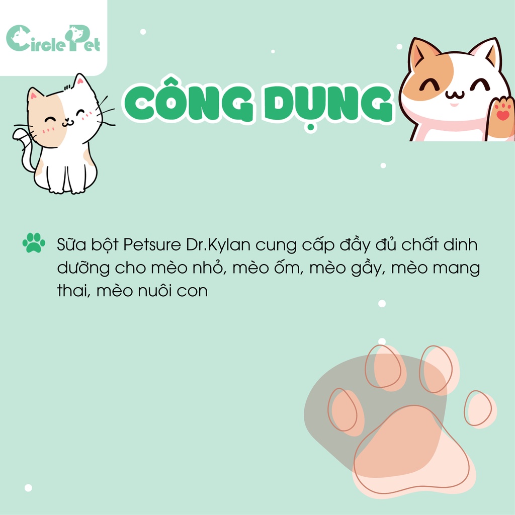 Sữa Bột Cao Cấp Cho Mèo PETSURE DR.KYAN Cung Cấp Chất Dinh Dưỡng Tăng Cường Sức Khỏe Lon 400g - Circle Pet