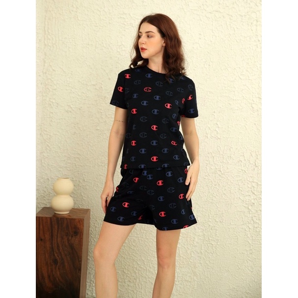 đồ bộ nữ tay ngắn CHAMPION hàng xuất đẹp chất thun cotton