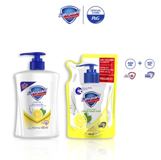 [Mã PG2112B giảm 8% đơn 199K] Combo Nước rửa tay Safeguard Hương Chanh dạng chai 450ml + Túi refill 420ml