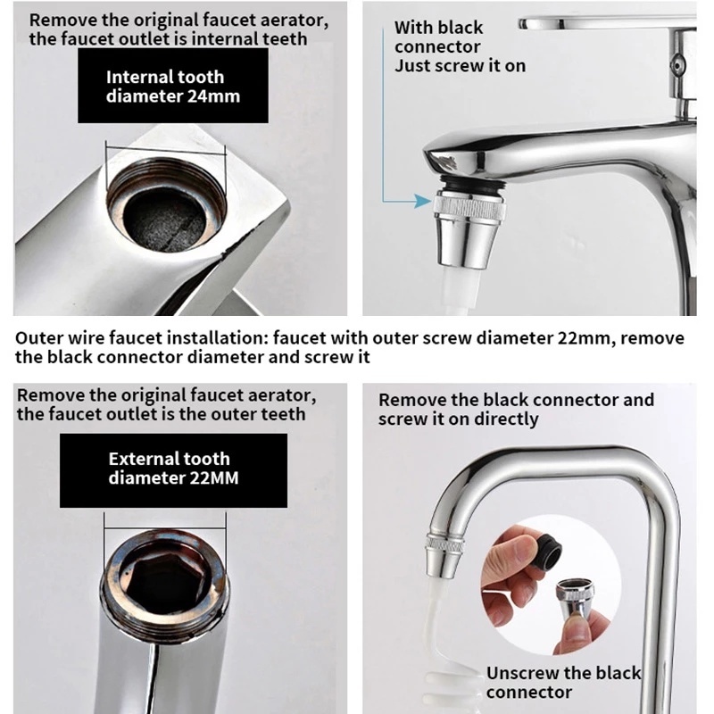 360° Vòi Nước Nối Dài Có Thể Điều Chỉnh Hai Tốc Độ Tiện Dụng Cho Nhà Bếp/ Phòng Tắm