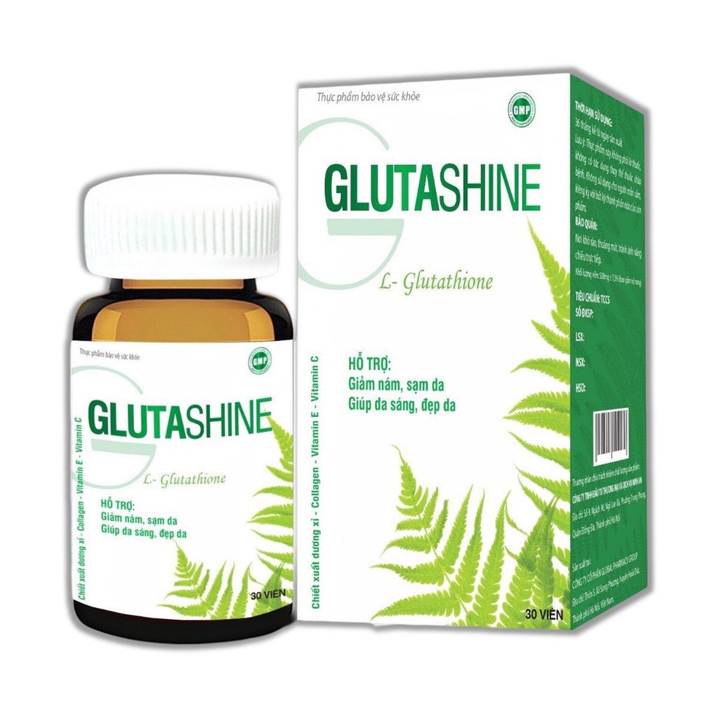 Viên Uống Trắng Da Toàn Thân Glutashine Giúp Sạch Nám, Tàn Nhang, Chống Lão Hóa,Da Sáng Đẹp, Chống Lão Hóa- 30 viên