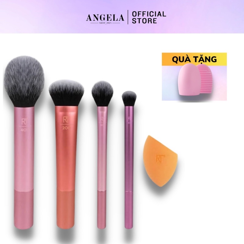 Cọ trang điểm Angelashop real techniques kèm mút tán kem nền phù hợp hợp cho người mới bắt đầu make up