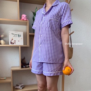 ĐỒ BỘ MẶC NHÀ PYJAMA KATE SILK NGẮN - TÍM