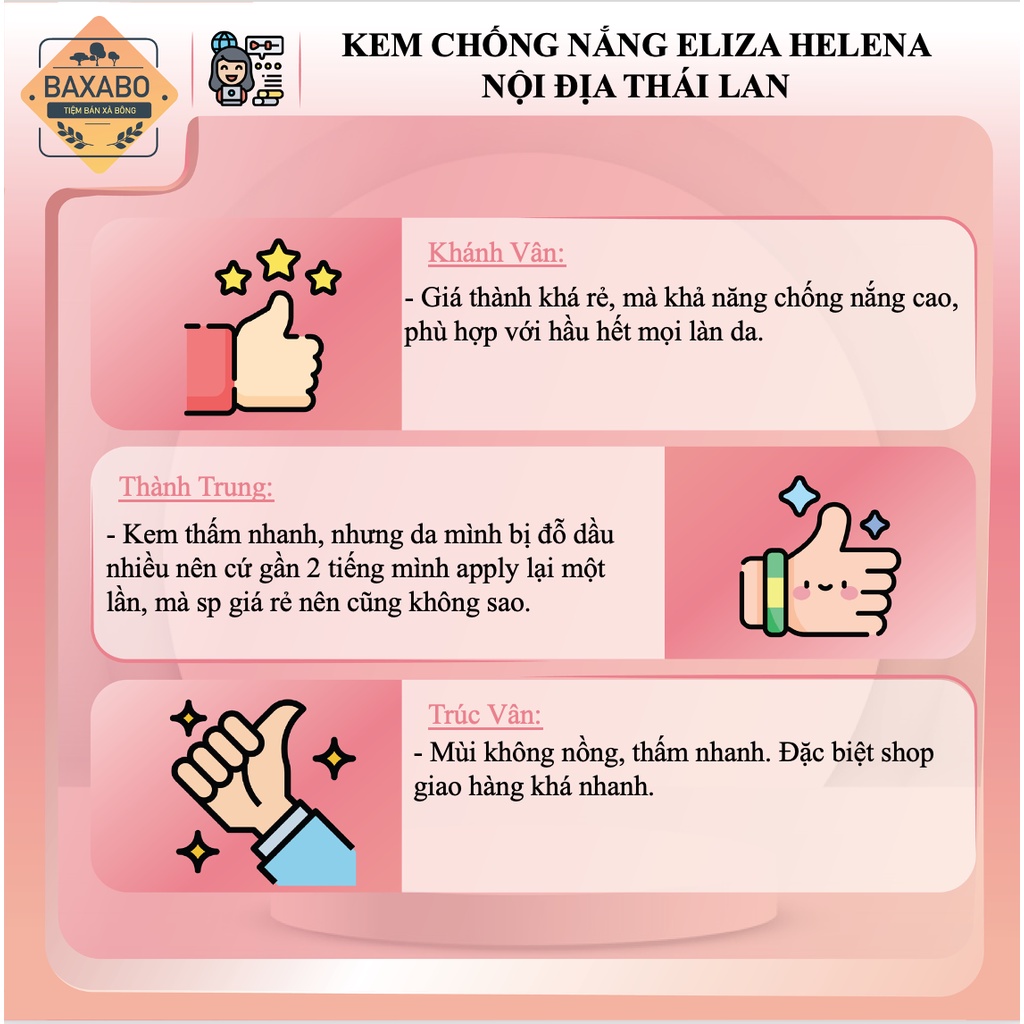 KEM CHỐNG NẮNG ELIZA HELENA UV 50+++ CHÍNH HÃNG THÁI LAN - HÀNG CÓ SẴN