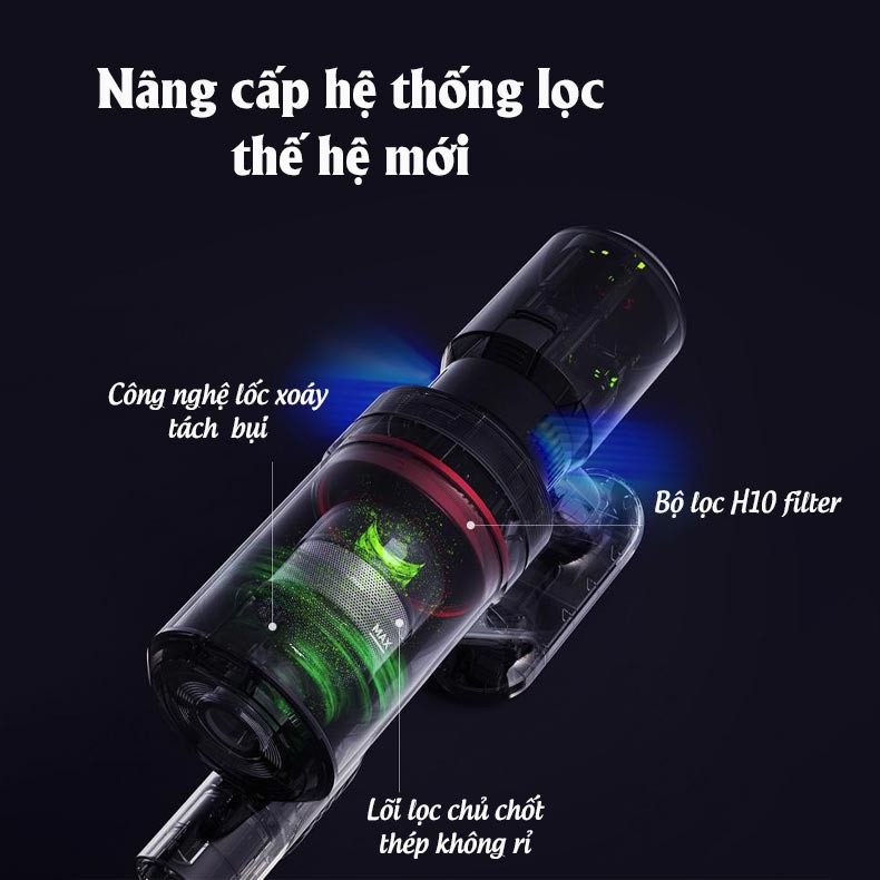 Máy hút bụi cầm tay không dây Dibea F20 Max siêu mạnh mẽ, hút và lau, tia uv-c diệt khuẩn, hàng chính hãng