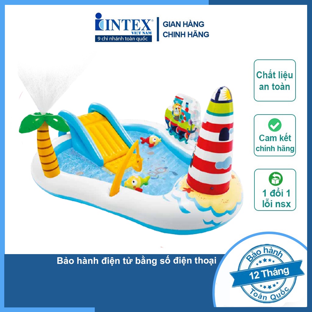 Bể bơi phao cầu trượt INTEX mẫu mới 2021 bể bơi trẻ em bể bơi phao bể bơi cầu trượt cho bé