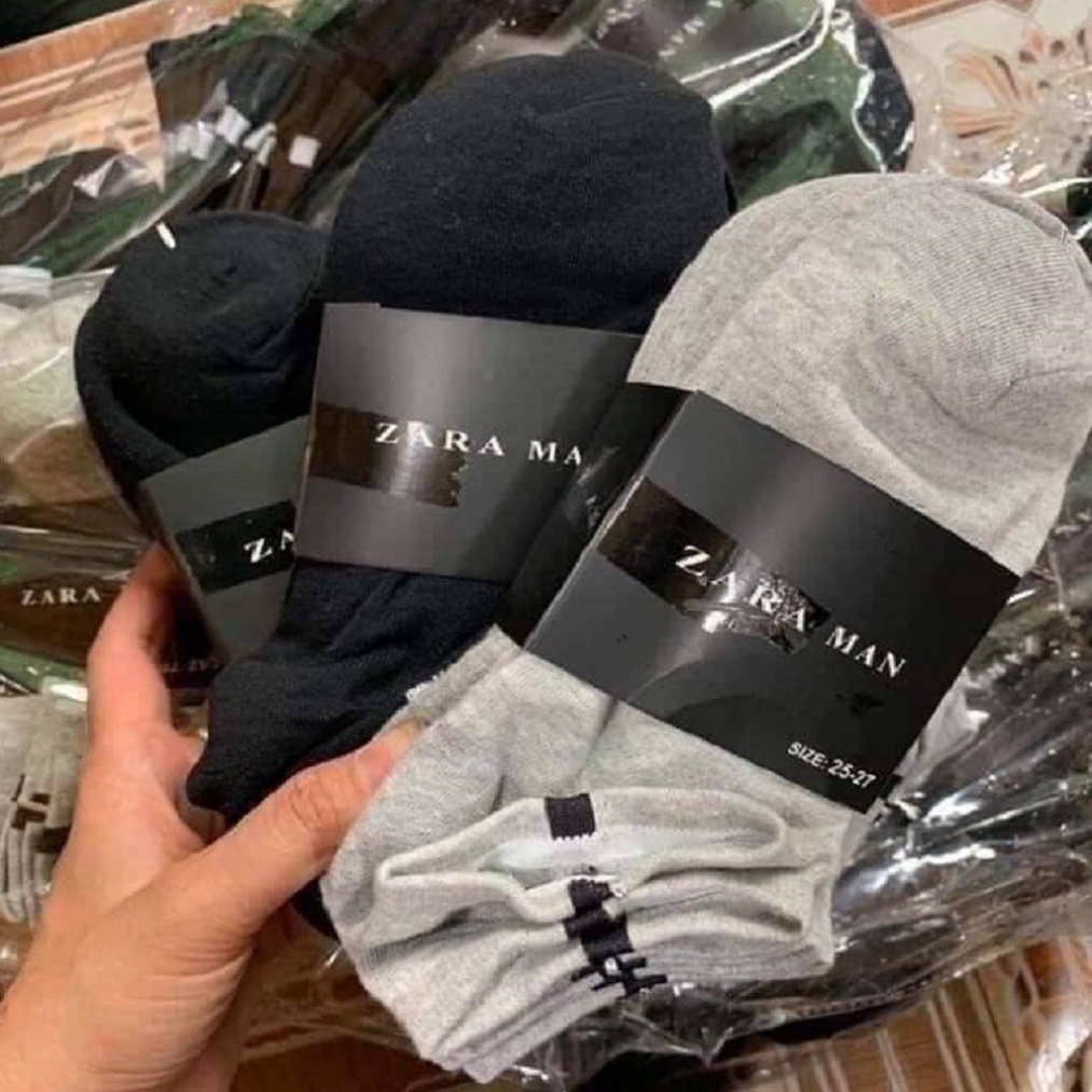 10 Đôi Tất Nam Nữ ZARA Trơn Cổ Ngắn ,Chất Cotton 100%.ĐTBX!