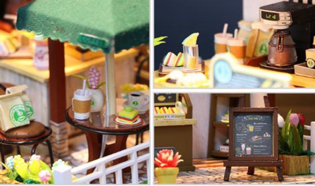 Mô hình lắp ráp quán cafe thu nhỏ, mô hình 3d siêu xinh, trưng bày hoặc quà tặng sáng tạo