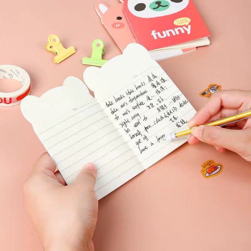 Set 4 Sổ note mini HÌNH THÚ siêu cute, không gây loá mắt tiện lợi  (40trang)