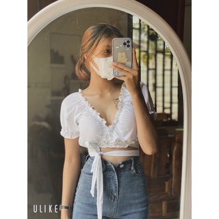 Áo kiểu voan cổ v dây dài cột eo