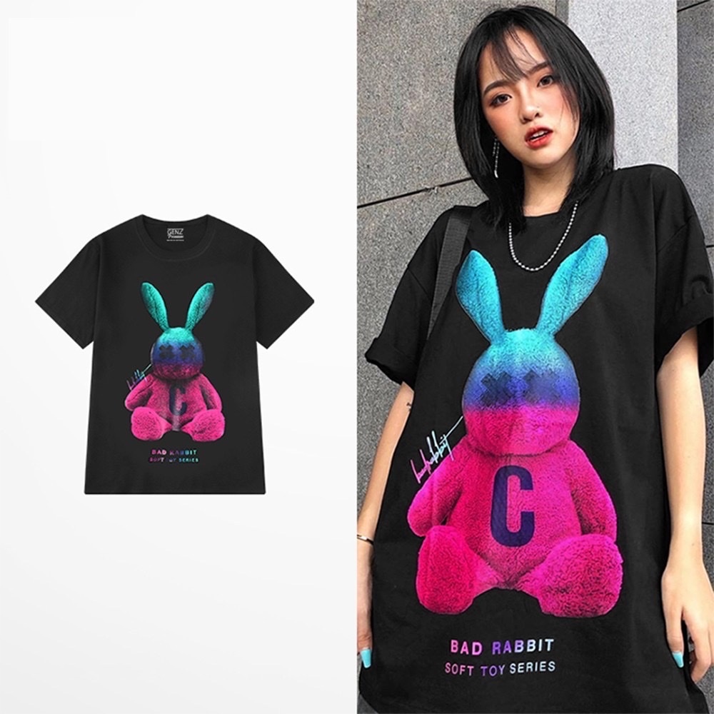 Áo phông nữ nam from rộng rabit vải cotton mát from vừa đủ size