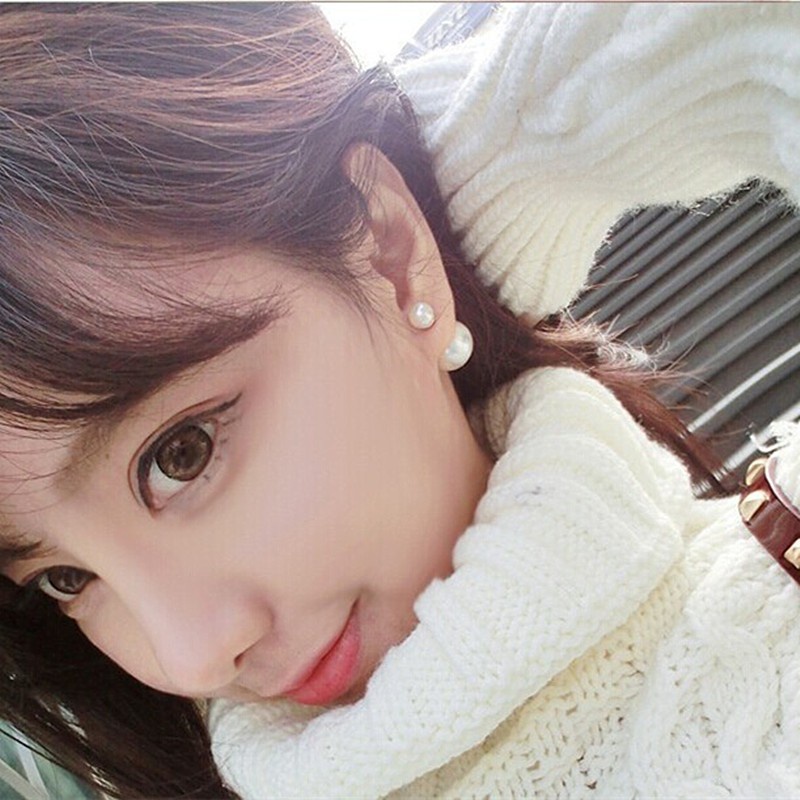 Korean style fashion temperament pearl earrings double size women pearl earrings simple women's earrings