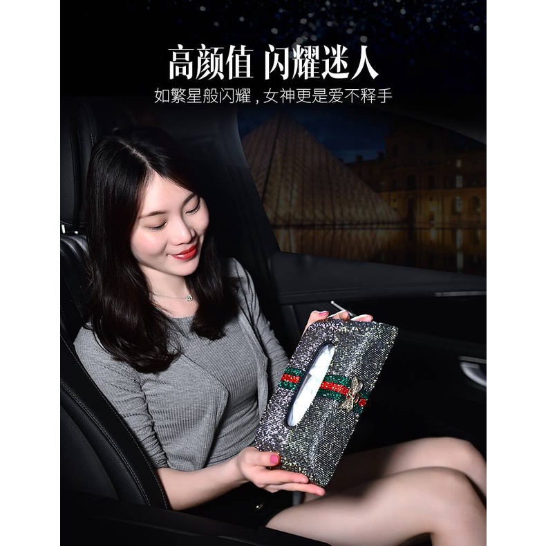 Hộp Đựng Khăn Giấy Hình Ong Đính Đá Sang Trọng Giá Đỡ