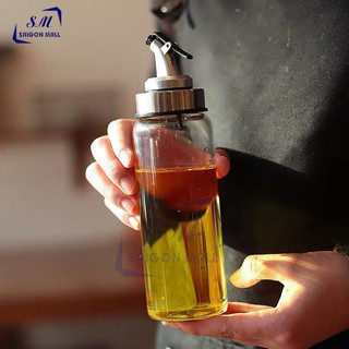 Chai thủy tinh cao cấp 300ml loại cao chia vạch đựng dầu ăn có vòi chiết rót tiện dụng