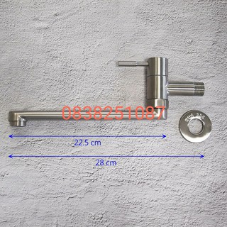 Vòi hồ inox 304 cần xoay 360 độ gắn tường