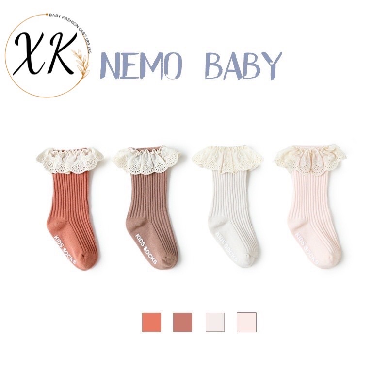 Tất vớ đùi NEMO BABY chính hãng phong cách Vintage Hàn quốc vô cùng xinh xắn - Tất đùi, tất cao cổ cho bé gái 0-3 tuổi