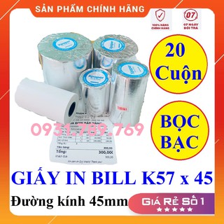 20 Cuộn Giấy In Nhiệt Giấy In Hóa Đơn K57 K58- Bọc Bạc