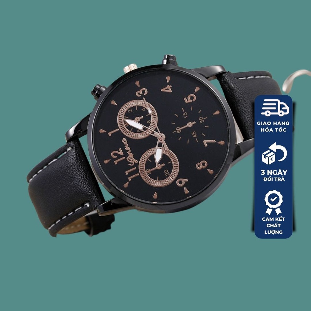 Đồng Hồ Nam GENEVA 40mm Dây Da Cao Cấp , BH 3 Tháng