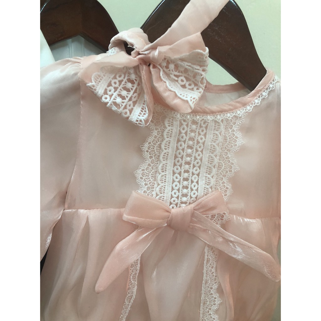 Body công chúa NƠ NGỰC dài tay tam giác cho bé 3-13kg - Có ảnh thật - Shubishop.vn