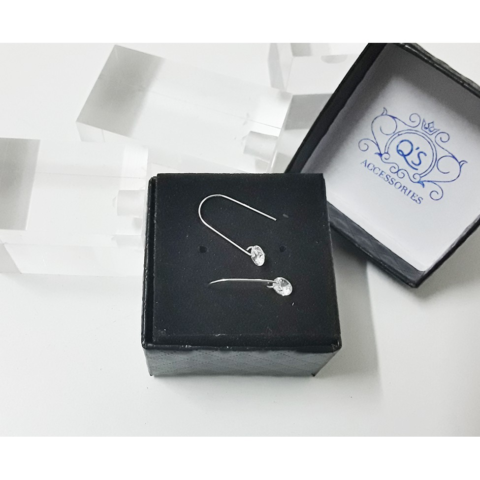 Khuyên tai bạc 925 mặt đá tròn trẻ em bông nữ S925 HOOP Silver Earrings QA SILVER EA210205