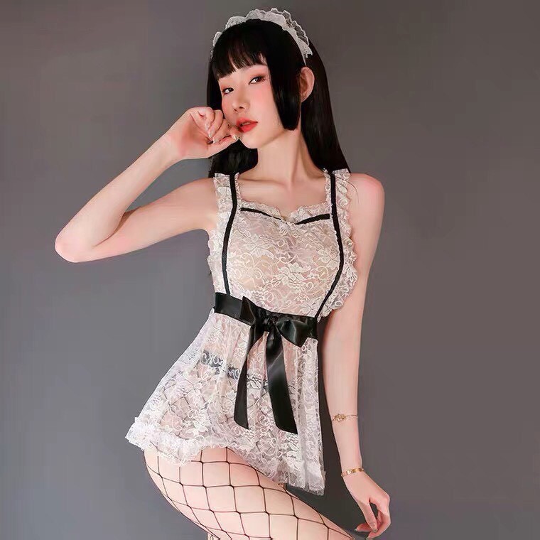 Đồ ngủ cosplay nàng hầu gái trắng ren hoa xuyên thấu sexy gợi cảm 6602 | BigBuy360 - bigbuy360.vn