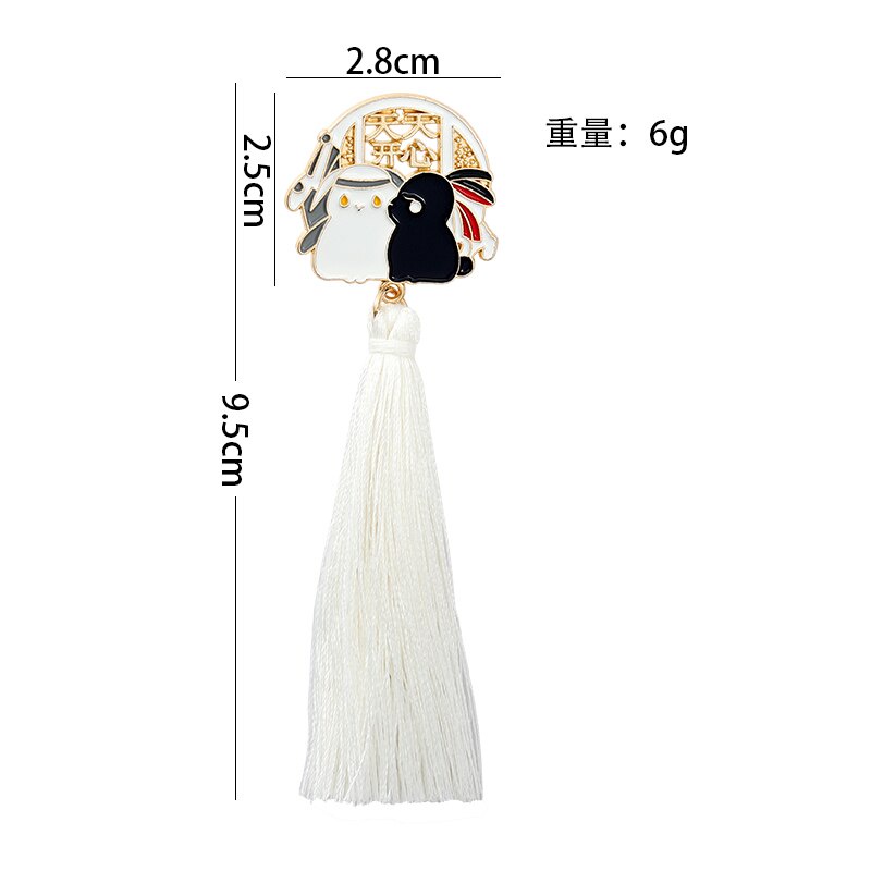 Ghim cài áo hình chú thỏ Ninja phối tua rua thời trang vintage độc đáo