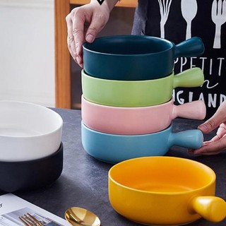 Thố sứ có tay cầm dùng được lò vi sóng và lò nướng nhiều màu Under1000k