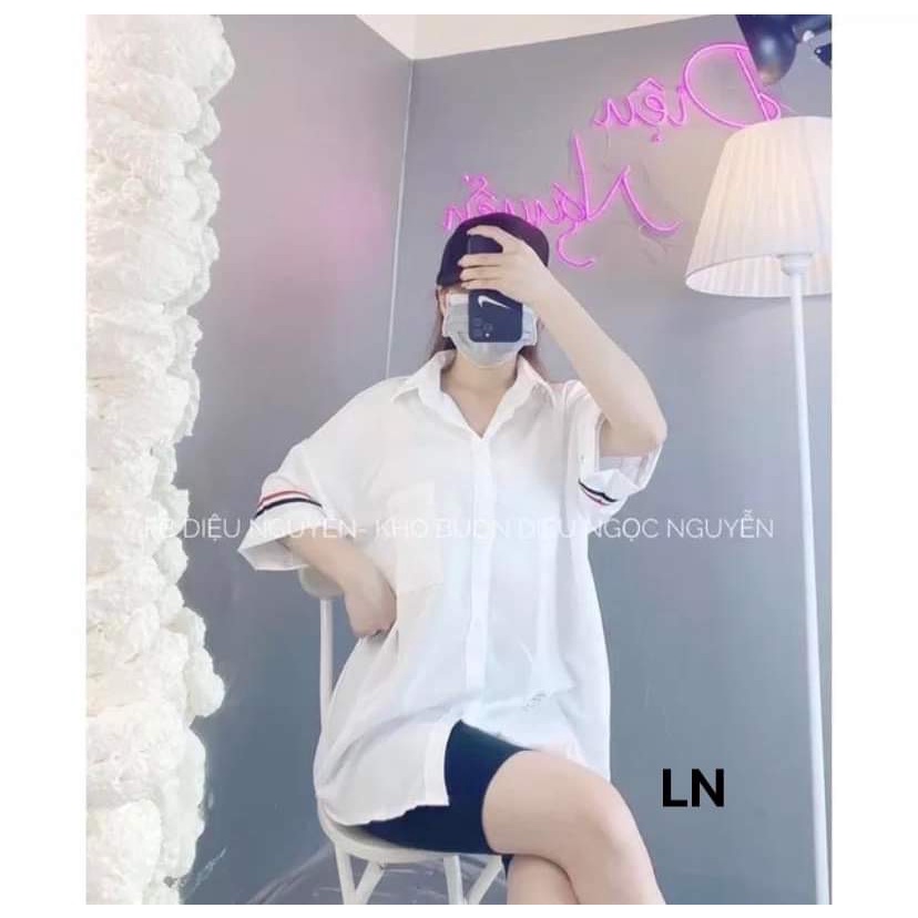 ÁO SƠ MI VIỀN TAY 100% Chất lụa mịn From rộng tay lỡ hót teen học sinh Style Hàn Quốc