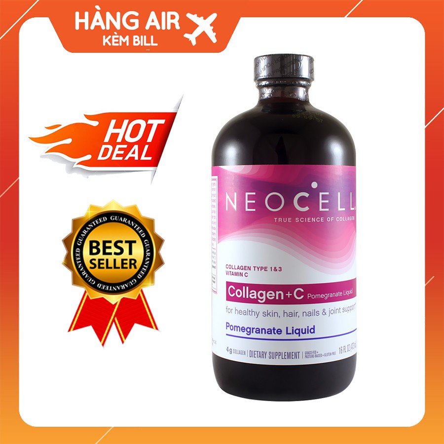Nước Uống Collagen Lựu Neocell Collagen + C Pomegranate Liquid 473ml (CHUẨN USA)