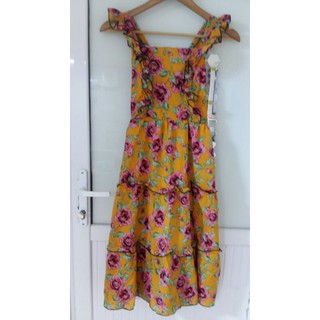 Đầm tầng hoa hồng 2 dây