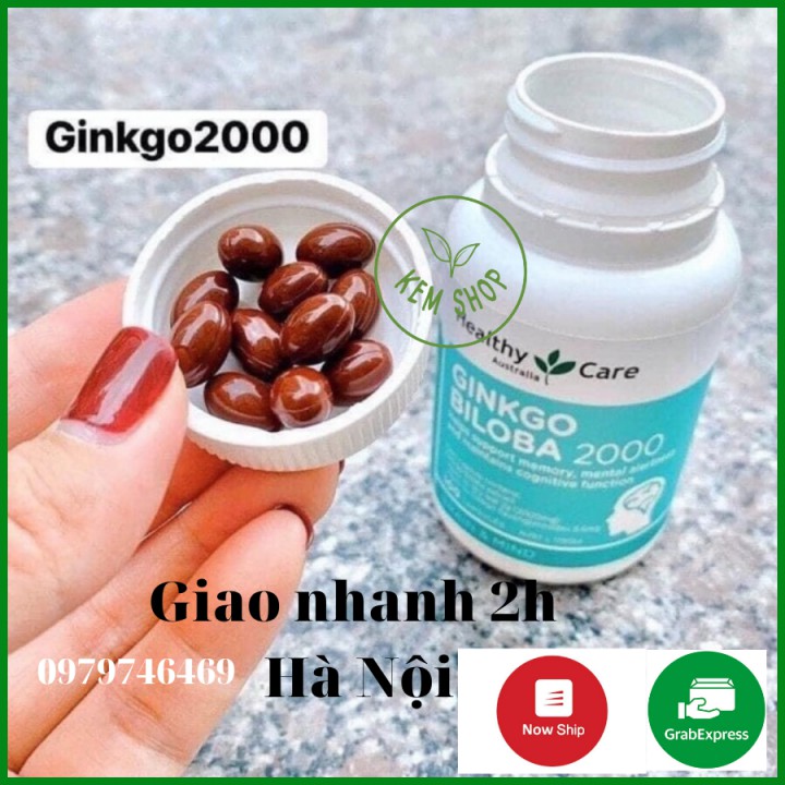 [HÀNG CHÍNH HÃNG] Bổ não Ginkgo Biloba 2000 Healthy Care, viên uống bổ não, tuần hoàn máu não, 100 viên, Mẫu mới