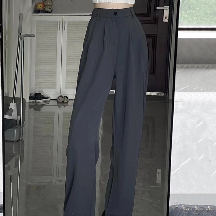 Quần dài SUXI dáng rộng lưng cao màu trơn đơn giản thời trang dành cho nữ