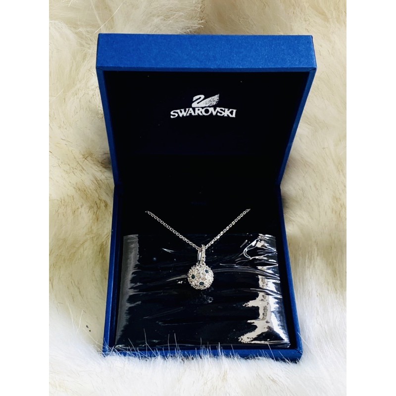 Dây chuyền đính đá pha lê Swarovski hình tròn màu bạc