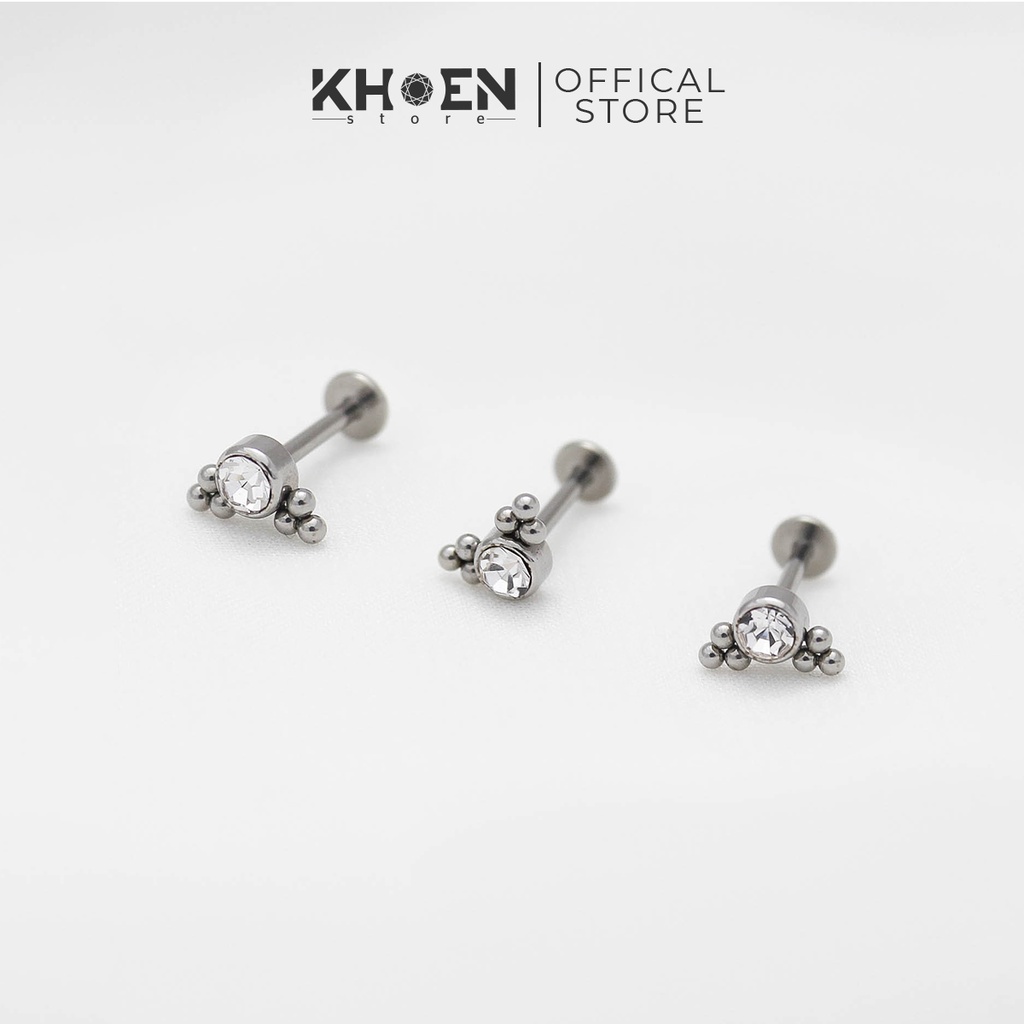 Khuyên Đá Tròn 2 cánh  Titanium G23