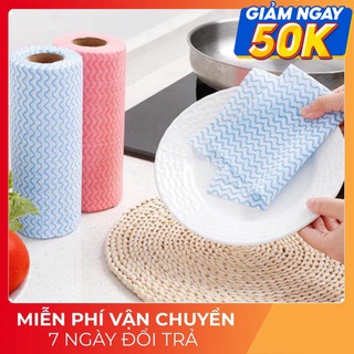 Cuộn Giấy Lau Đa Năng, Khăn Lau Bếp Vải Không Dệt (50 khăn)