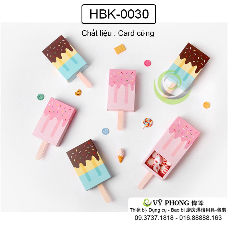 HỘP GIẤY ĐỰNG BÁNH KẸO ĐỰNG QUÀ XẾP THÀNH HÌNH QUE KEM HBK-0030