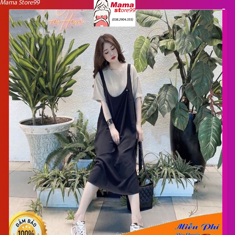 Sét Yếm Bầu Váy Bầu Thời Trang Thiết Kế Chất Đũi Hàn Mềm Mát Freesize Từ 45kg Đến 70kg HN0184 Mama Store99