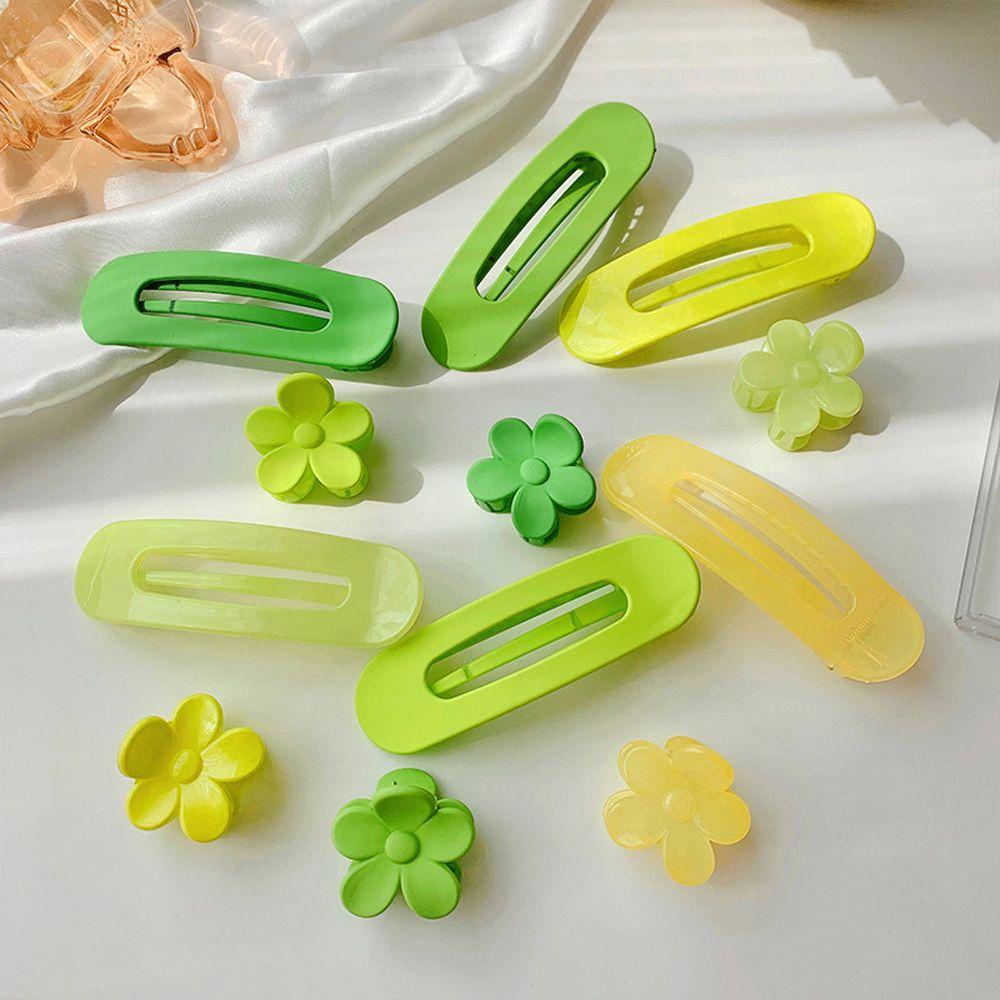 IVORY Kẹp Tóc Càng Cua Bằng Nhựa Resin Màu Xanh Lá Nhám Trơn Chống Trượt Phong Cách Hàn Quốc Thời Trang