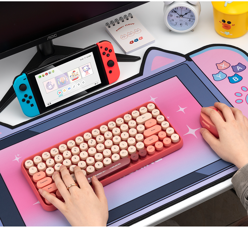 Tấm Lót Chuột/ Kê Tay Gõ Bàn Phím Chơi Game Chống Trượt Hình Tai Mèo Dễ Thương Tiện Dụng