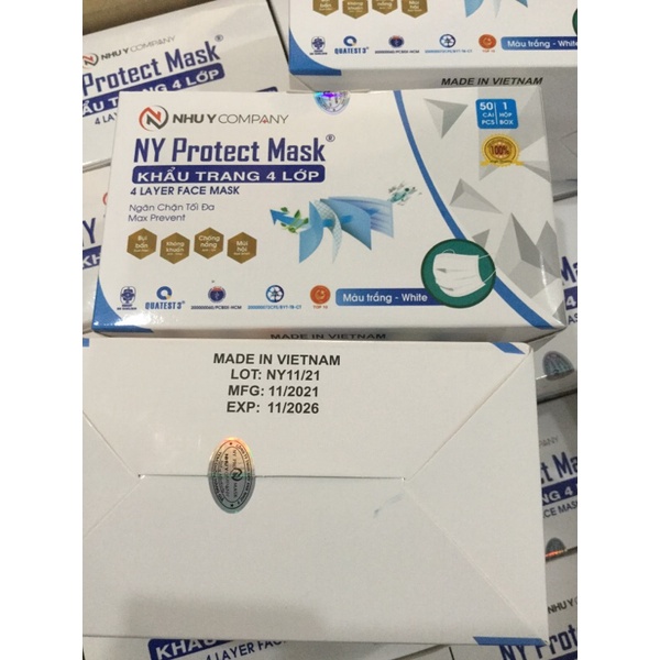 Hộp 50 cái khẩu trang y tế 4 lớp màu trắng Như Ý